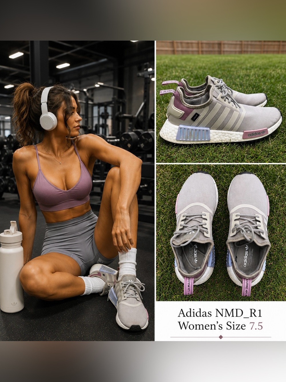 ADIDAS Women's Feather Grey / Violet Tone Size 7.5